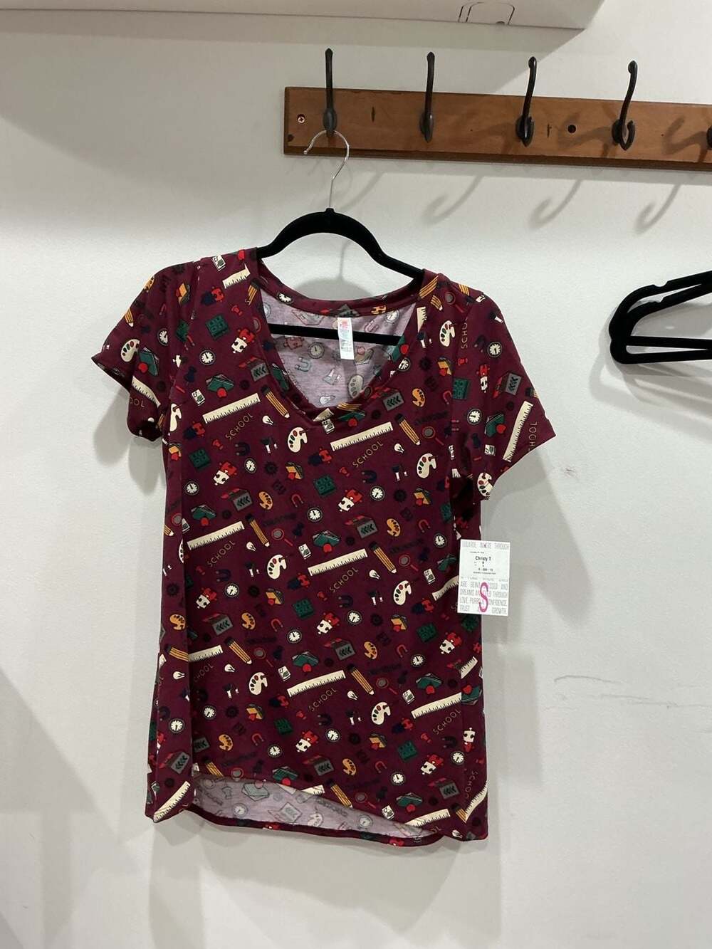LuLaRoe small Christy T-Shirt Teacher School Supplies Print nwt #55
